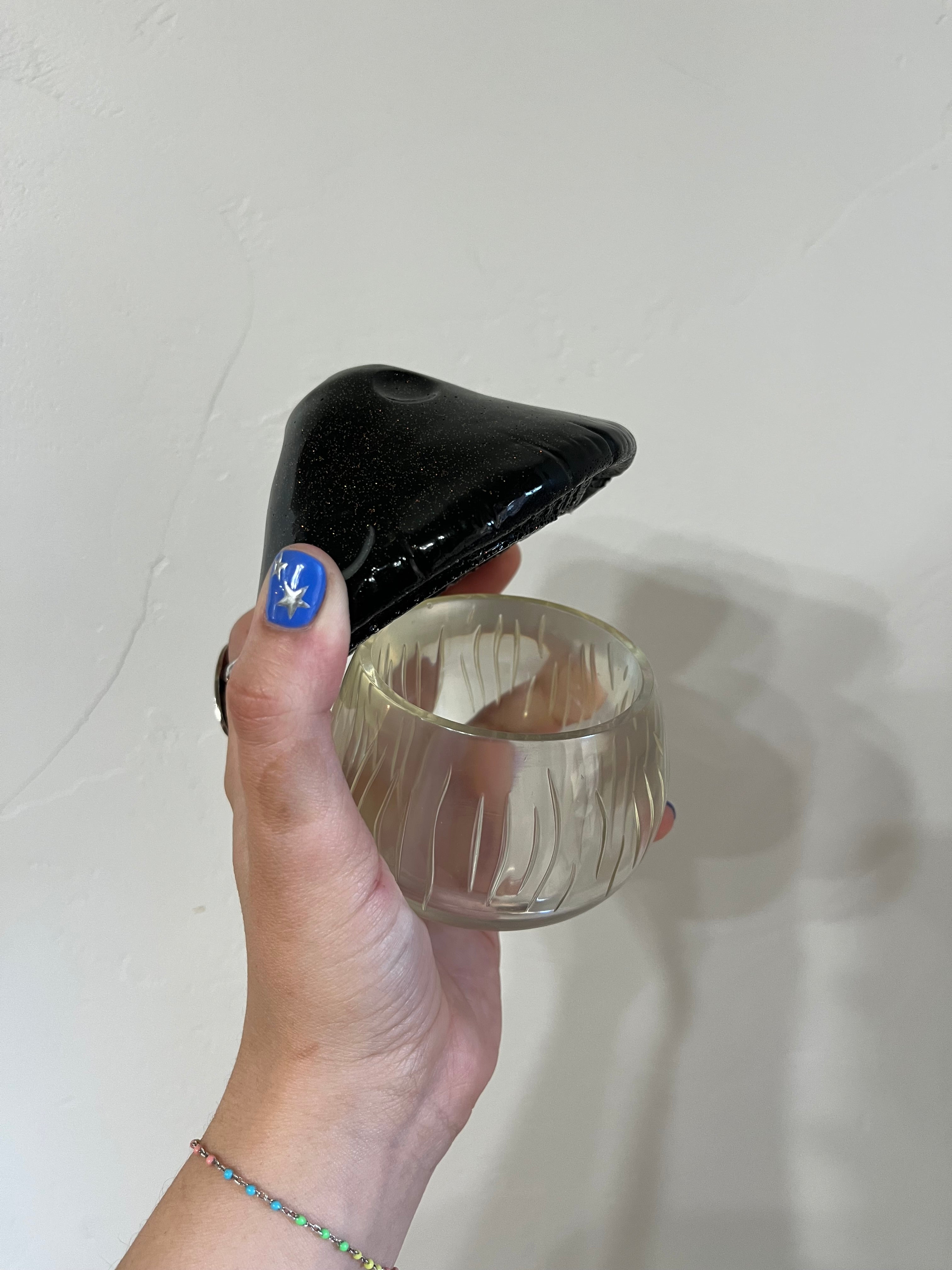 BLACK- Resin Mushroom jar