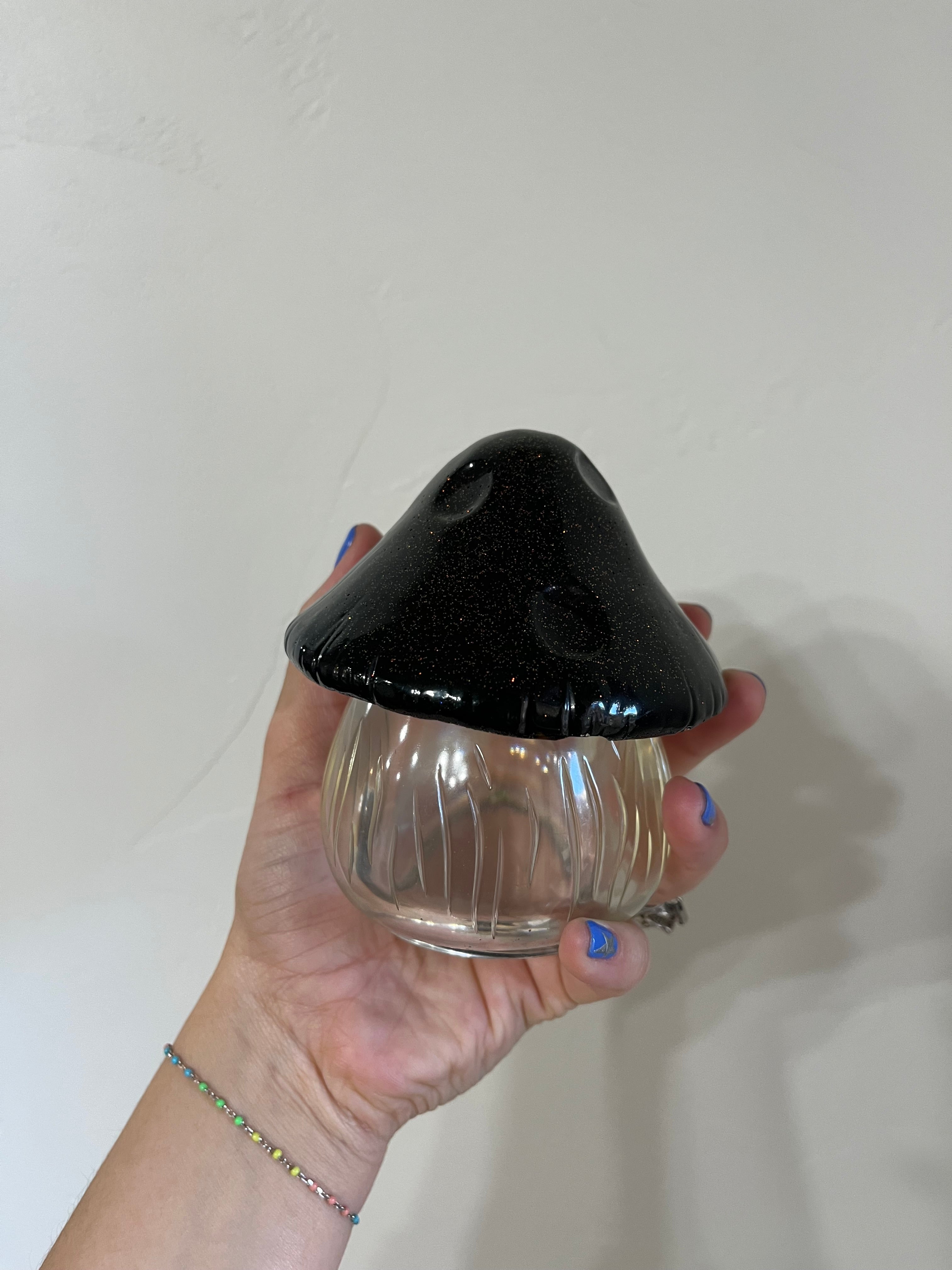 BLACK- Resin Mushroom jar