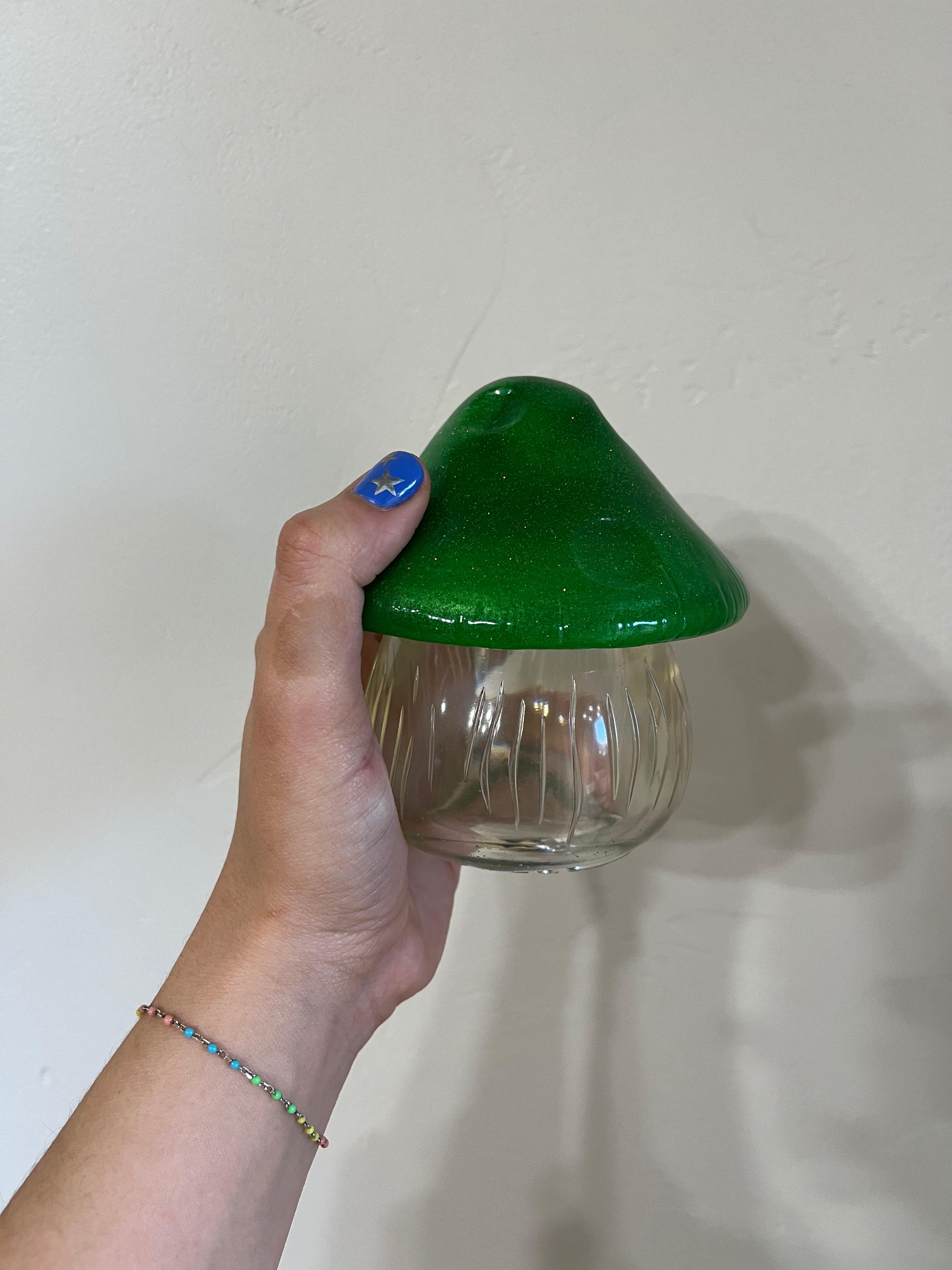 GREEN- Resin Mushroom Jar