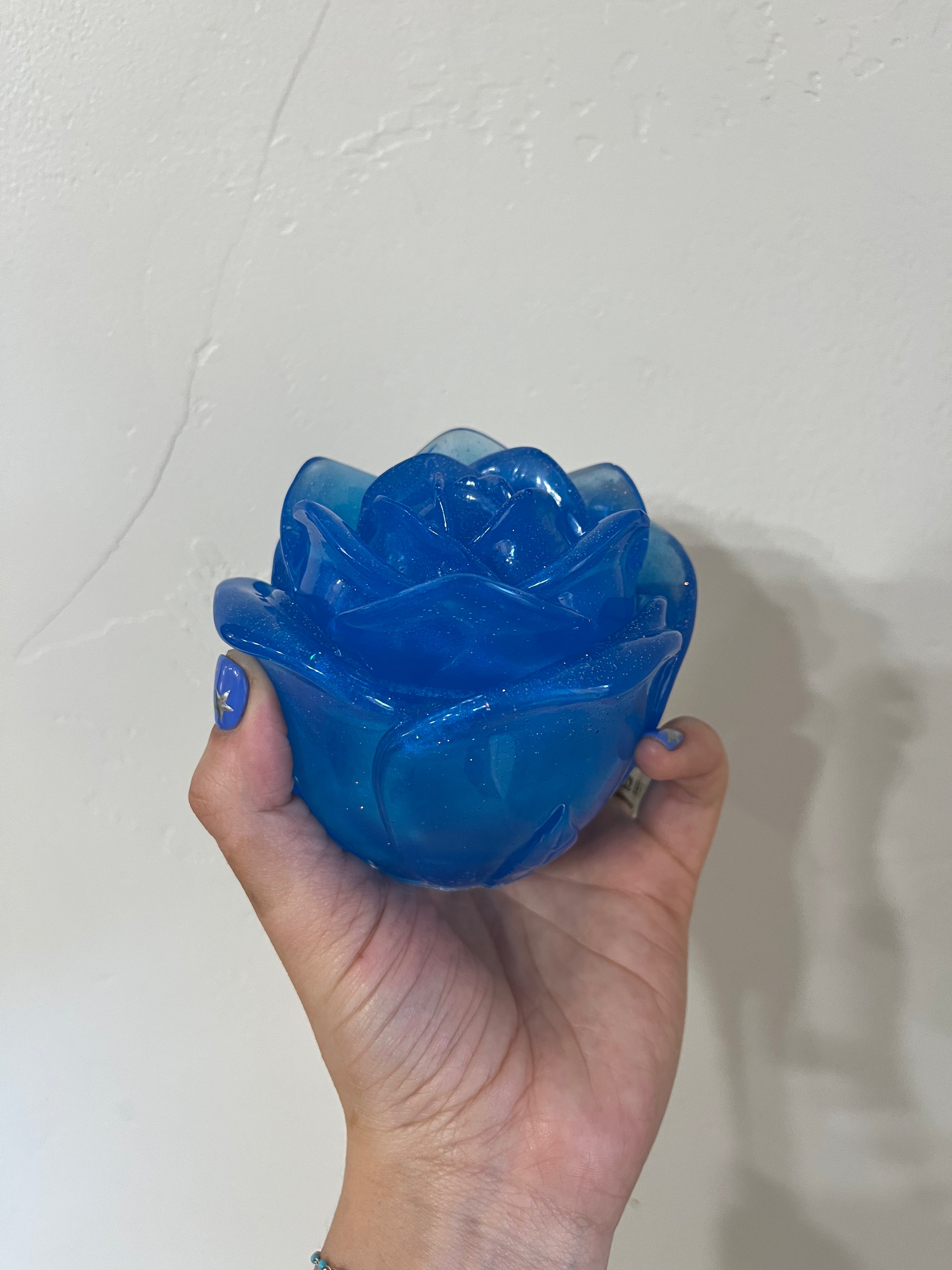 BLUE- Resin Rose Jar