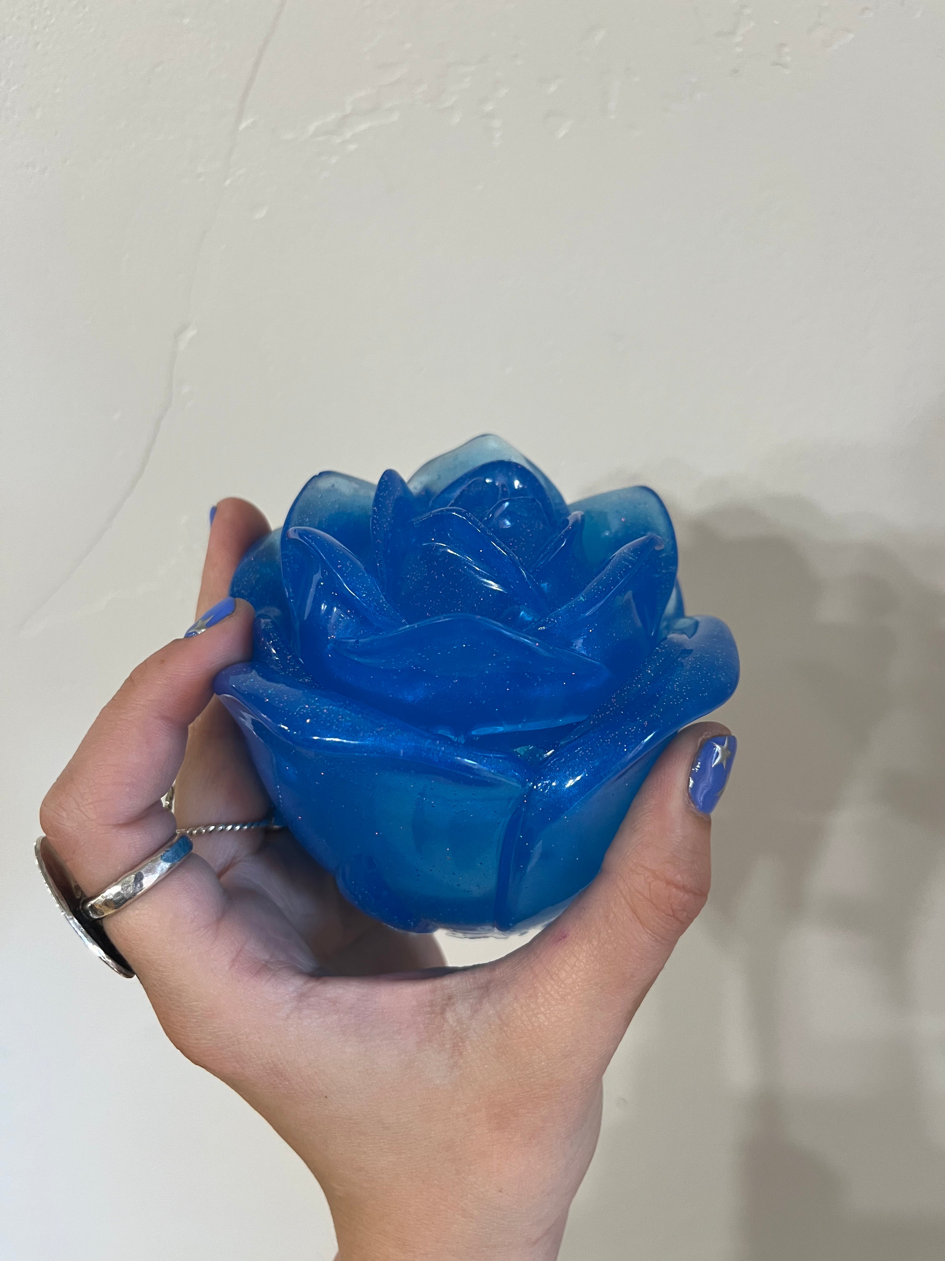 BLUE- Resin Rose Jar