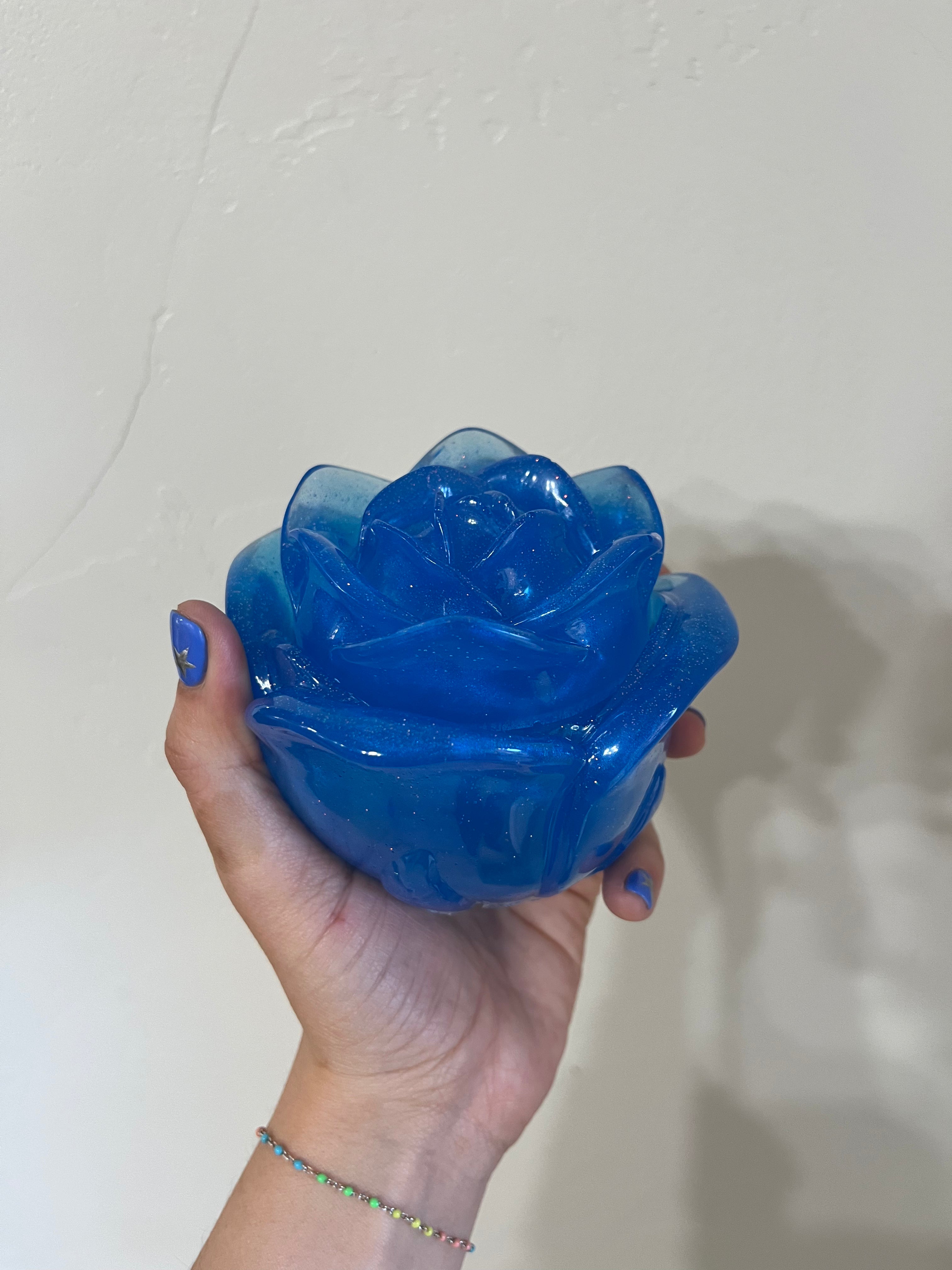 BLUE- Resin Rose Jar